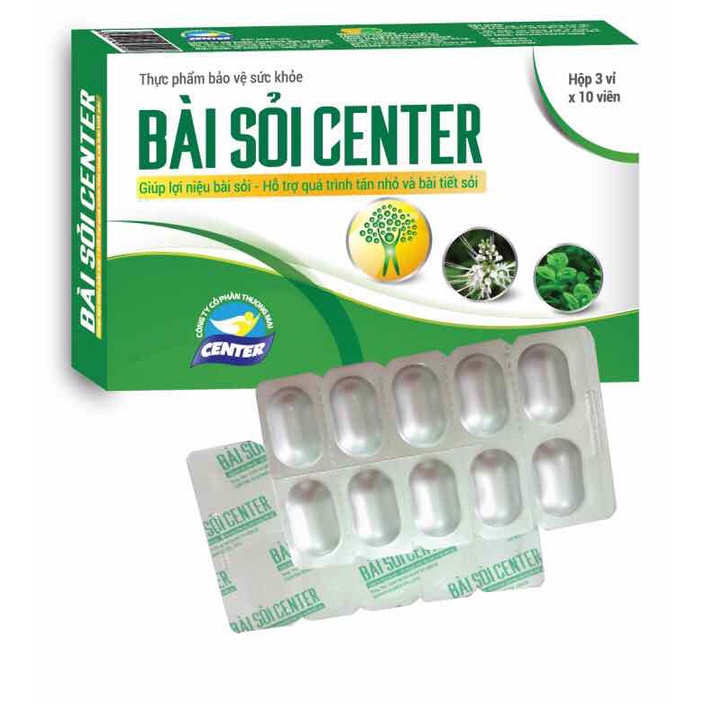 Bài sỏi center – Hỗ trợ lợi tiểu, bài tiết sỏi thận, sỏi tiết niệu, sỏi mật (Hộp 30 viên)