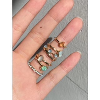 Set nhẫn hạt đá nhiều màu