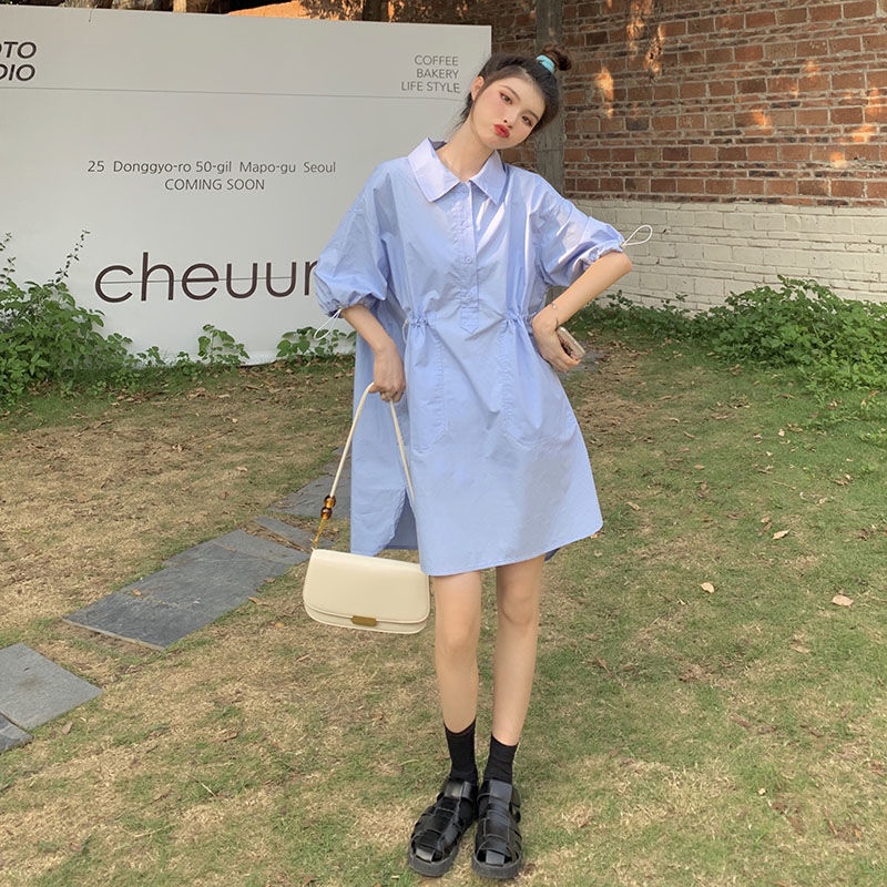 Đầm Sơ Mi Tay Phồng Thời Trang Hàn Quốc Xinh Xắn