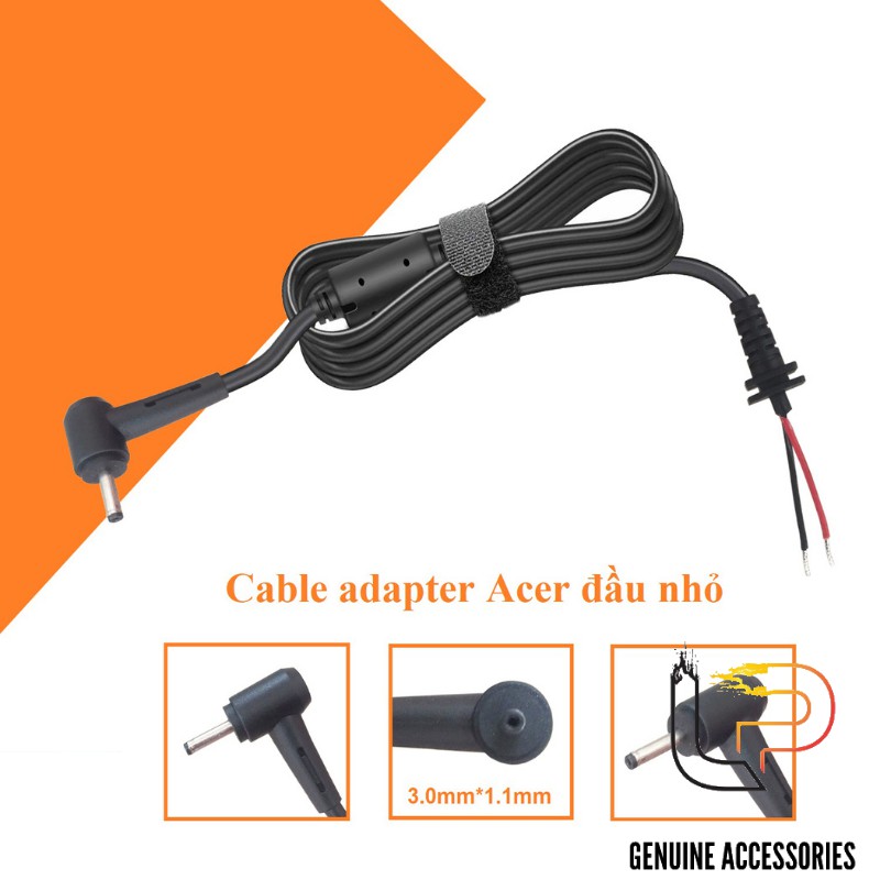 Cáp nguồn Adapter Acer (Đầu nhỏ) chân Jack 3.0MM*1.1MM