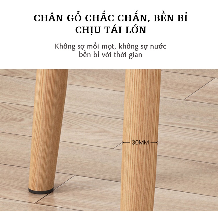 Ghế đôn chân gỗ đệm dày đàn hồi êm, đa năng dành cho bàn trang điểm, bàn ăn, bàn làm việc - GC03