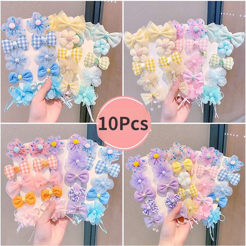 Set 10 Kẹp Tóc Nơ Xinh Xắn Dành Cho Bé Gái