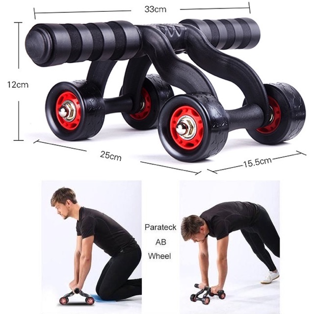 CON LĂN TẬP BỤNG 4 BÁNH TẶNG KÈM MIẾNG XỐP CHỐNG TRƯỢT ( AB ROLLER AND PUSH UP BAR)