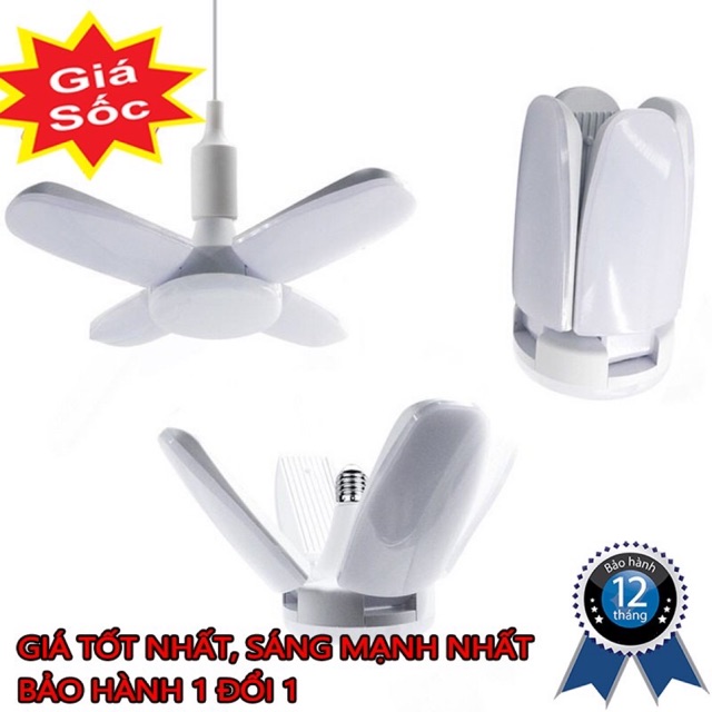 Bóng đèn leg hình 4 cánh quạt 60W siêu sáng, bảo hành 12 tháng .