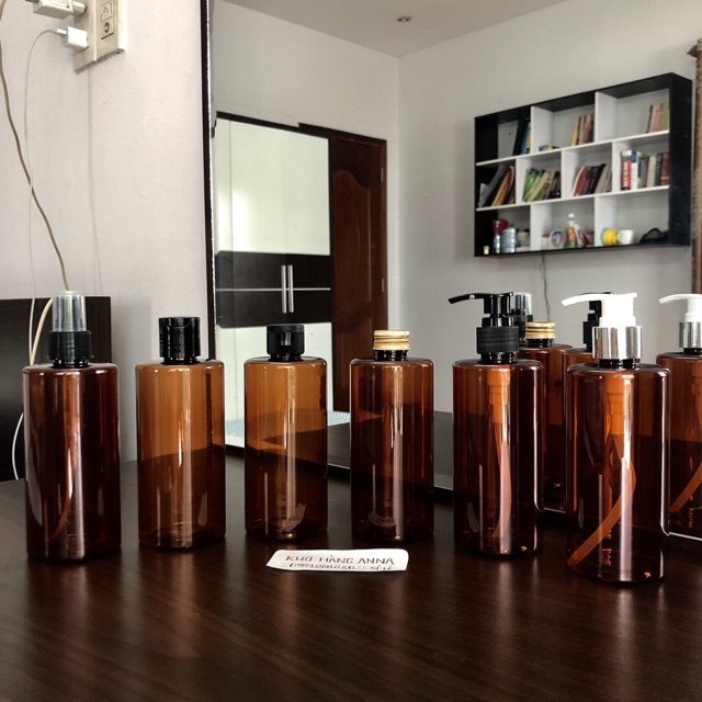 Vỏ chai nhựa lớn 300ml / 200ml - Chai nhựa Pet đựng dầu gội vòi nhấn nhỏ giọt - Chai nhựa vòi bơm , xịt giọt , nắp Đen