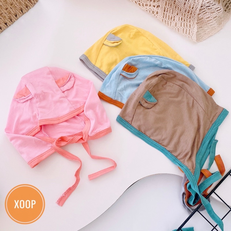 Bộ dài tay chất thun lạnh- bộ dài tay phối màu  kèm mũ hàng minky mom cho bé  shop phúc yến