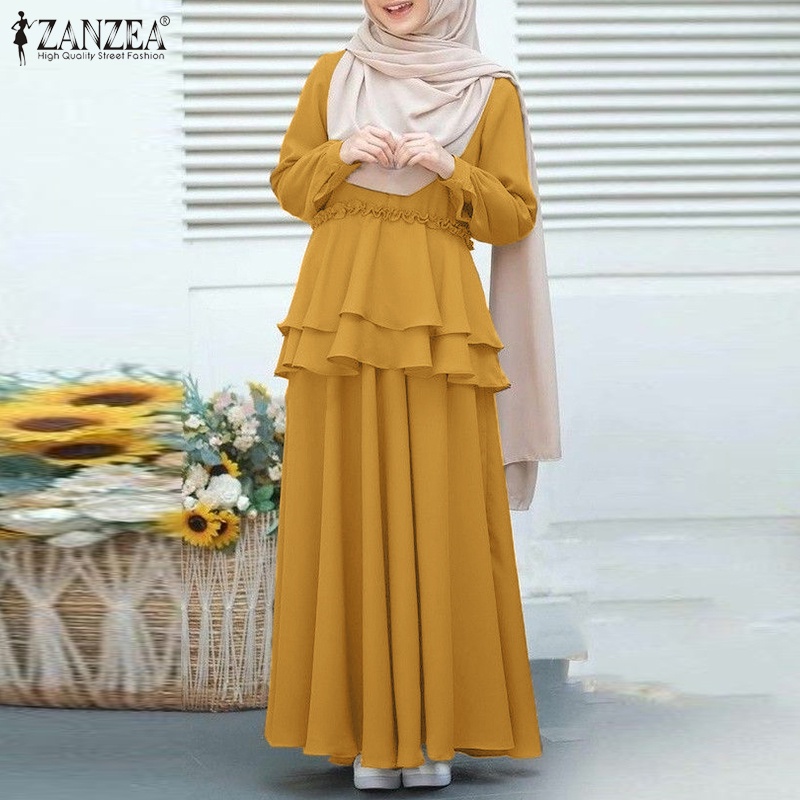 ZANZEA Set Áo Thun Ngắn Tay Cổ Tròn + Chân Váy Xòe Chữ A Thời Trang Nữ