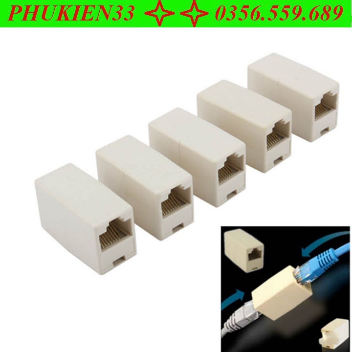 Cầu nối dây mạng RJ45 1-1 (Trắng) - Khẩu nối dây mạng - Đầu nối dây mạng