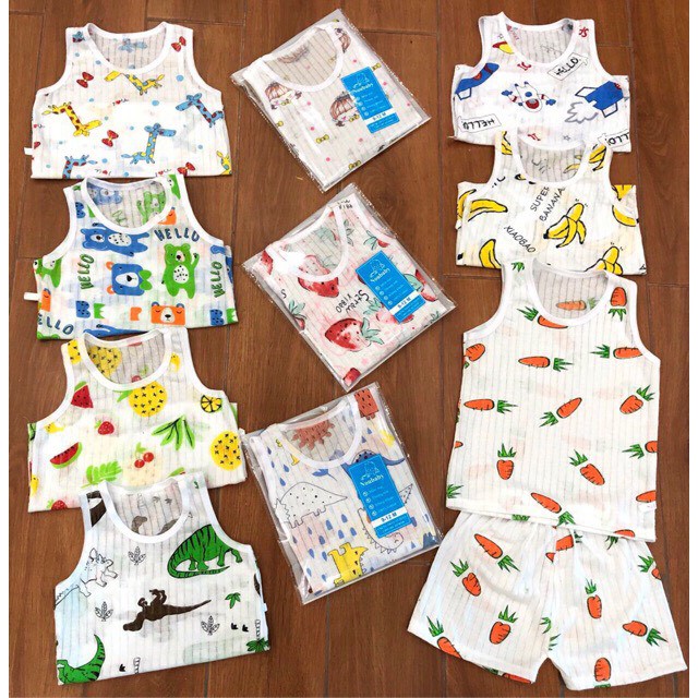 SET 05 BỘ COTTON GIẤY CỘC TAY  CHO BÉ