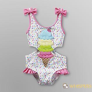 Đồ bơi một mảnh phối bèo in hình cây kem thời trang cho bé gái