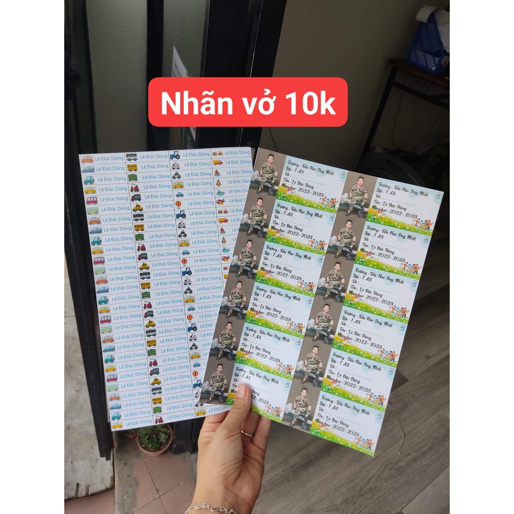 Set 12 nhãn vở - In theo yêu cầu