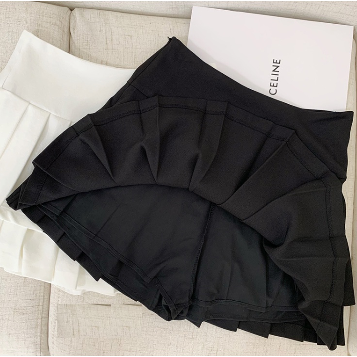 Chân váy xếp ly 2 tầng vải vitex cao câp 2 màu trắng, đen | BigBuy360 - bigbuy360.vn