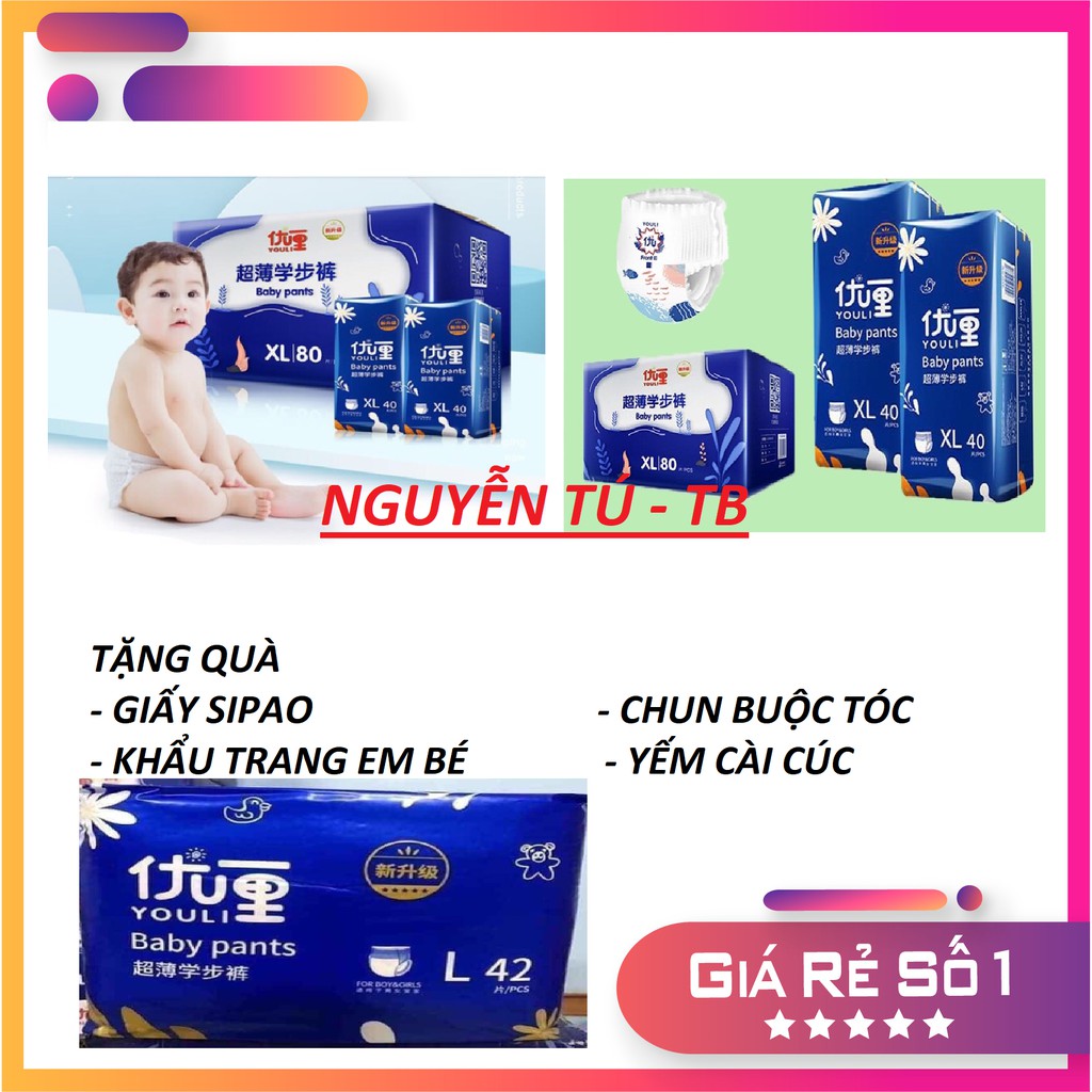 (Thái Bình) Bỉm quần Youli bịch nhỏ S54/M46/L42/XL40/XXL36