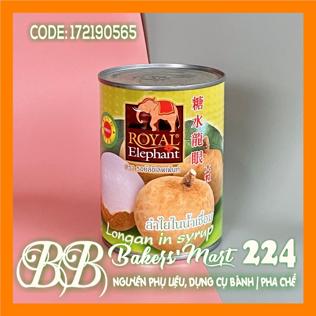 NHÃN ngâm đóng lon Thái Lan Royal Elephant (Voi đỏ) - Lon 565gr