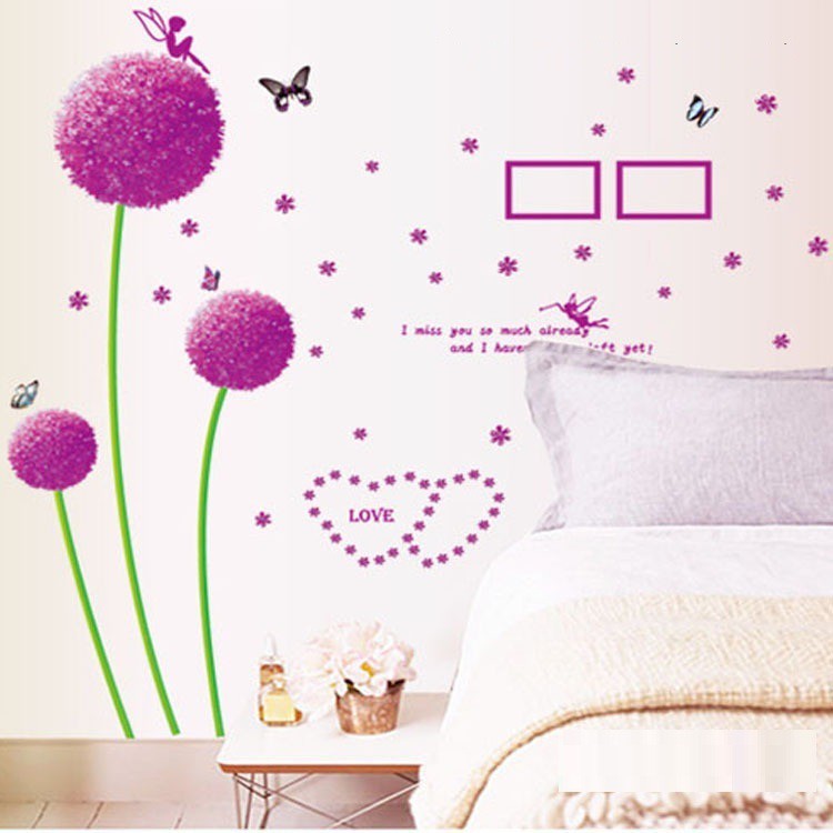 Decal dán tường Hoa cẩm tú cầu tím