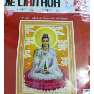 Tranh thêu chữ thập phật quan thế âm kt 42*60cm(hình thật)