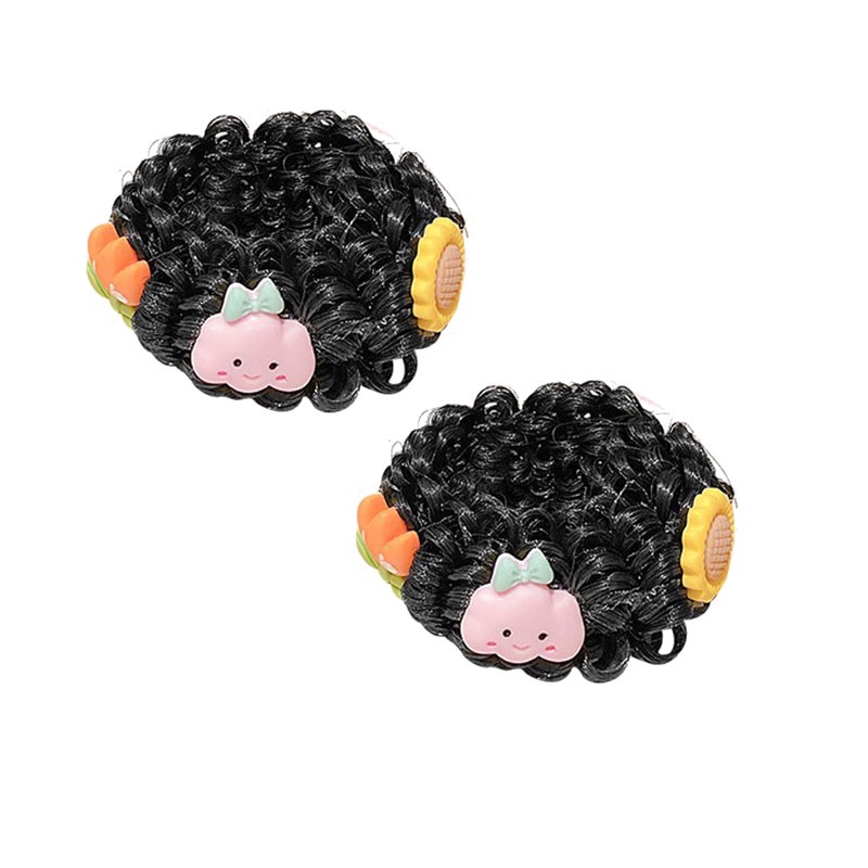 Set 2 Dây Buộc Tóc Đính Tóc Giả Xinh Xắn Cho Bé Gái