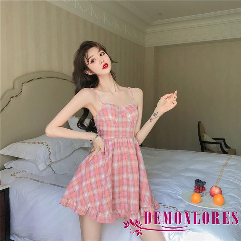 Đầm không tay Họa Tiết Caro Thời Trang Quyến Rũ