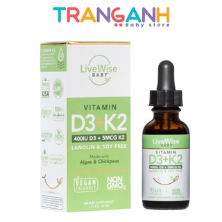 Vitamin D3K2 hữu cơ LiveWise Mỹ cho bé