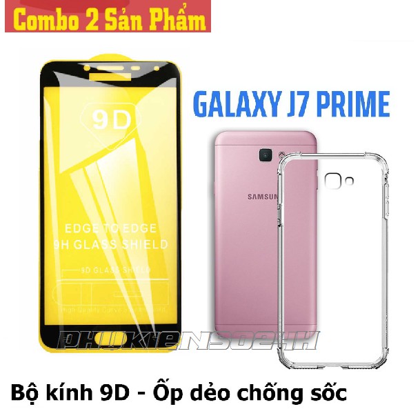 Combo ốp lưng chống sốc 4 cạnh và kính cường lực 9D Samsung J7prime