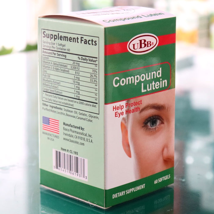 Viên bổ mắt Compound Lutein UBB - Hỗ trợ điều trị thoái hóa điểm vàng (Hộp 60 viên)