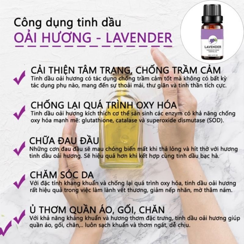 Tinh dầu Oải Hương Lavender Natural Life, , xuất sứ thiên nhiên không pha tạp chất, có giấy kiểm định COA