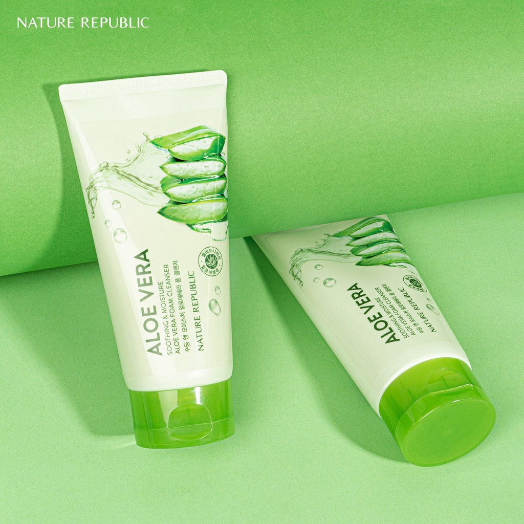 Sữa Rửa Mặt Cho Mọi Loại Da Hàn Quốc Nature Republic Soothing &amp; Moisture Aloe Vera Foam Cleanser  150ml Quatangme