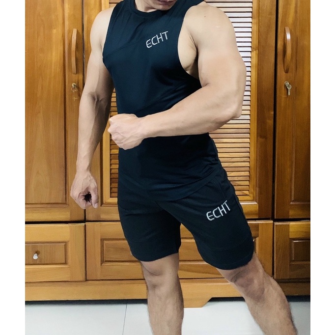 [HÀNG CHUẨN, CHẤT ĐẸP]  Áo Tank Top Tập Gym Nam, Áo Ba Lỗ, Chất Thun Lạnh, Co Giãn 4 Chiều Cao Cấp ECHT