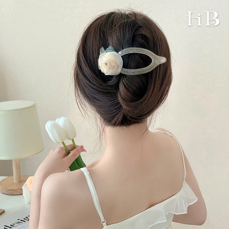 Kẹp Tóc Hình Hoa Trà Phối Lưới Thời Trang Hàn Quốc Cho Nữ