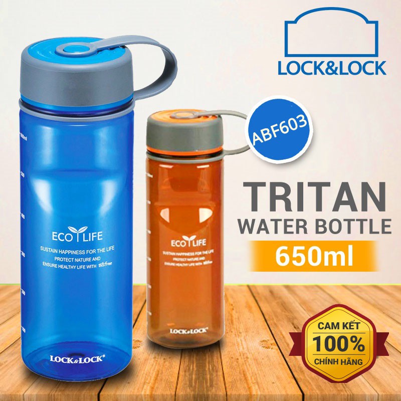 Bình đựng nước thể thao nhựa Tritan Lock&amp;Lock Eco Life dung tích 650ml ABF603 có quai xách