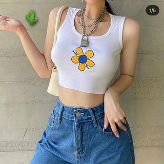 Croptop ôm sát nách hình bông hoa