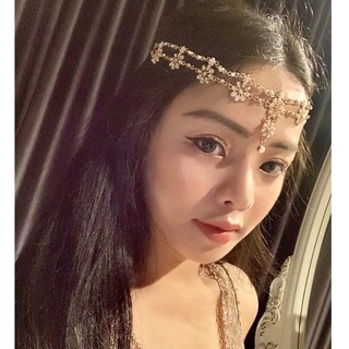 Vòng đội đầu headchain vàng đan phong cách boho
