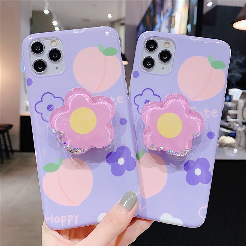 Ốp IPhone trái đào kèm pop hoa