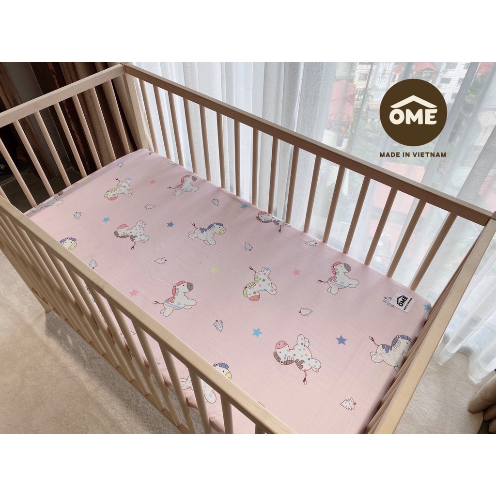 Ga chun Cotton bọc đệm giường nhựa Holla 60x140cm cho bé nhiều họa tiết động vật đáng yêu chun 4 góc không bai không xù