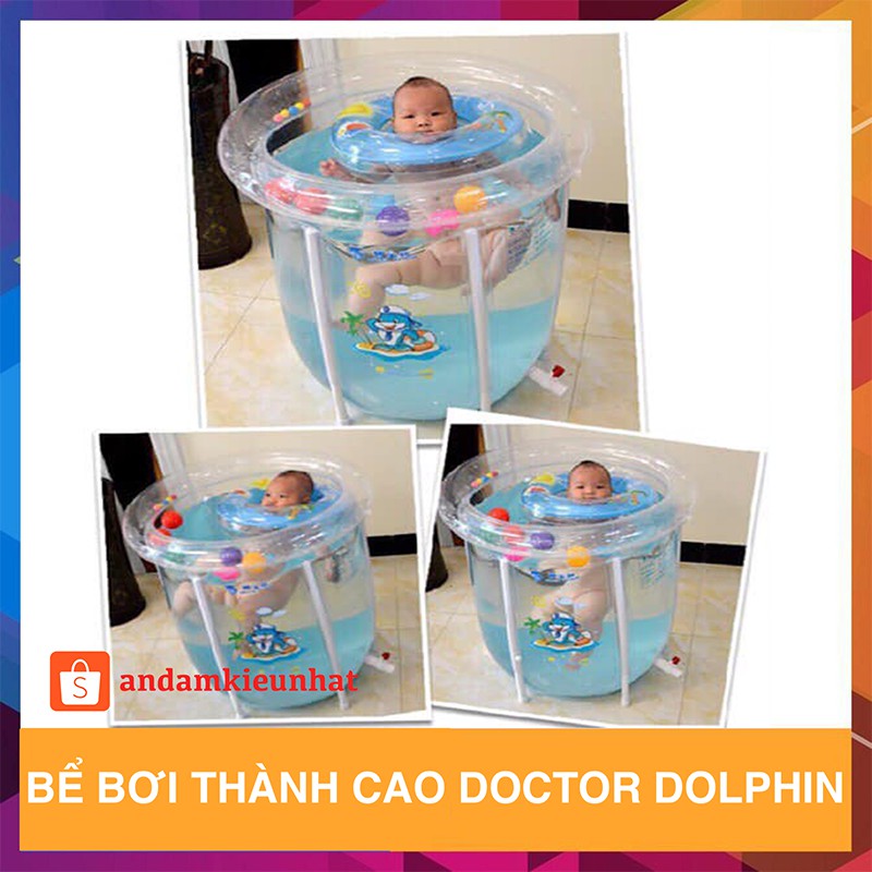 Bể bơi 9BABY  thành cao Doctor Dolphin loại to (Tặng kèm phao, bơm,...)