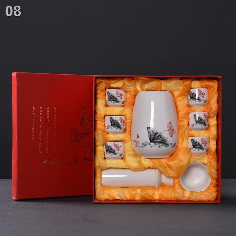 Bình rượu nóng ấm bộ tách gốm vàng hơn trắng ly