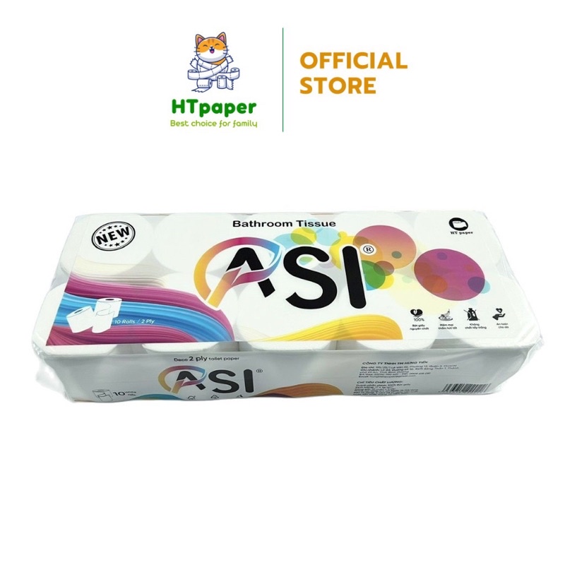 💥 Lốc 10 cuộn Giấy Vệ Sinh ASI 800gr không lõi/có lõi cao cấp mịn không bụi - HTpaper