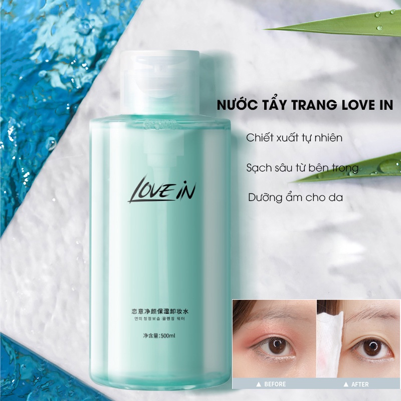 Nước Tẩy Trang Làm Sạch Da Dầu Mụn LOVE IN Dùng Cho Mọi Loại Da, Giúp Sạch Sâu Cung Cấp Độ Ẩm Cho Da