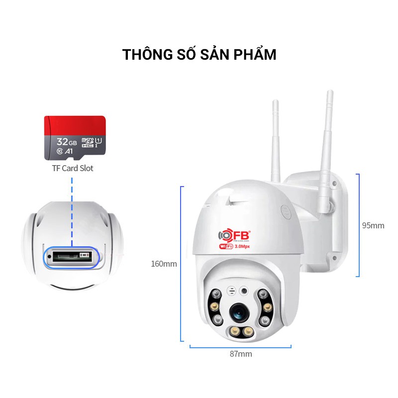 Camera IP Wifi FB-LINK Robo TY301 3.0MP Kèm Thẻ Nhớ 64GB - Giám Sát An Ninh Ngoài Trời | BigBuy360 - bigbuy360.vn