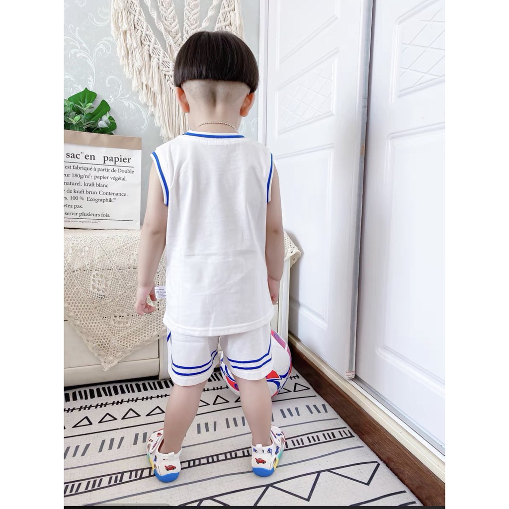 Bộ ba lỗ bóng rổ hàng minkymom chất thông hơi thoáng mát cho bé trai 8-18kg