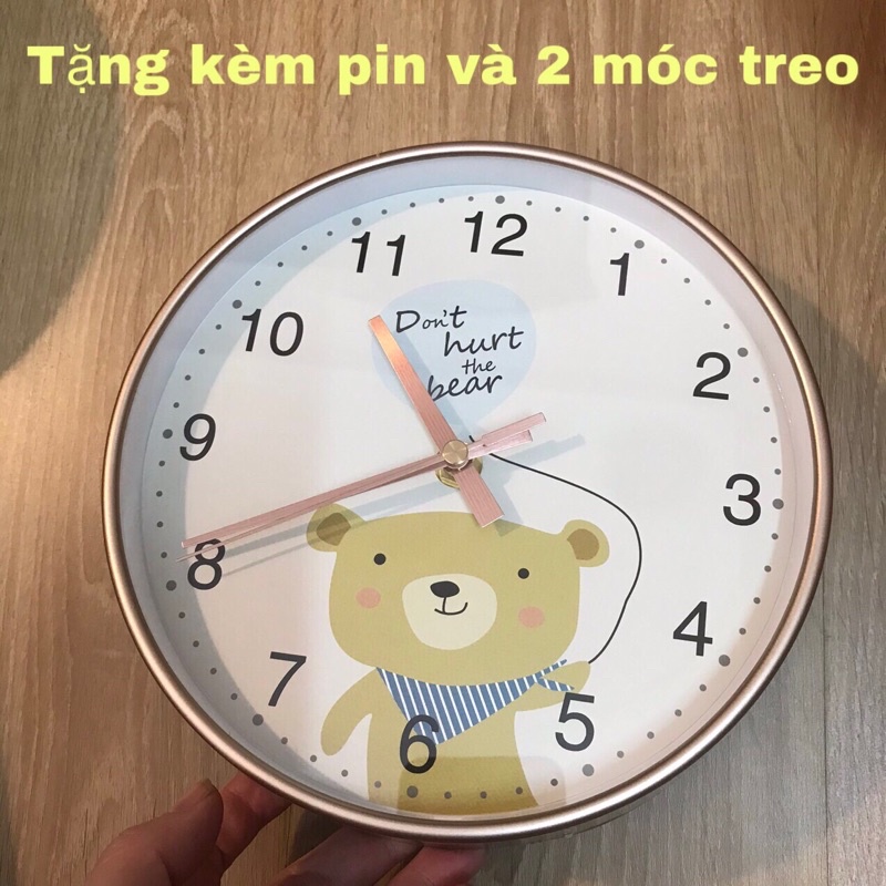 Đồng hồ treo tường cho bé sire 25 kim trôi không tiếng ồn tặng kèm pin và móc treo