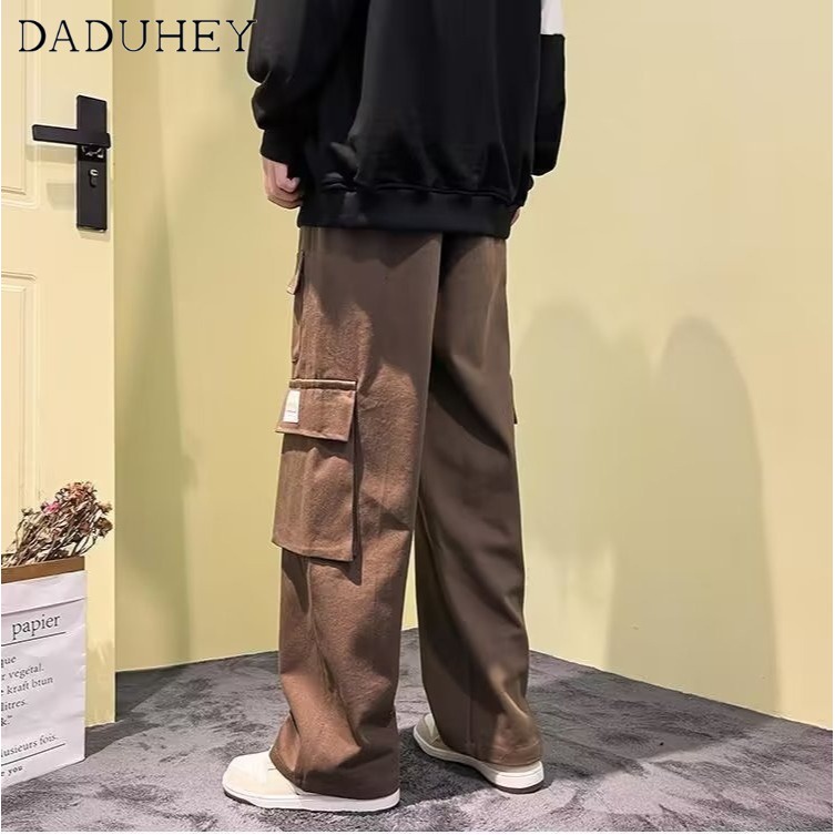 DaDuHey Men's and Women's Hip-Hop Fashionable Brand Loose Straight Casual Pants American High Street Vibe Overalls