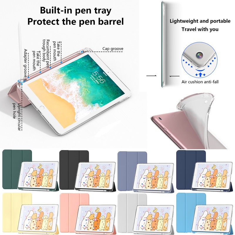 Bao Da Pu Máy Tính Bảng Kèm Ngăn Đựng Bút Cho Ipad Mini Air Pro 5th 6th 7th 8th Gen 7.9 "9.7" 10.2 "10.5" 10.9 "2019 2020 Ốp