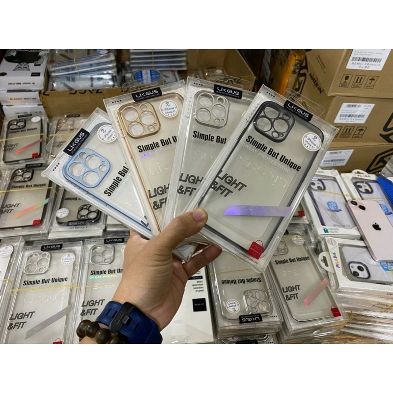 Ốp Lưng Likgus Nhám iPhone 13, 13 Pro, 13 Pro Max viền màu xanh chuẩn màu máy bảo vệ cụm camera