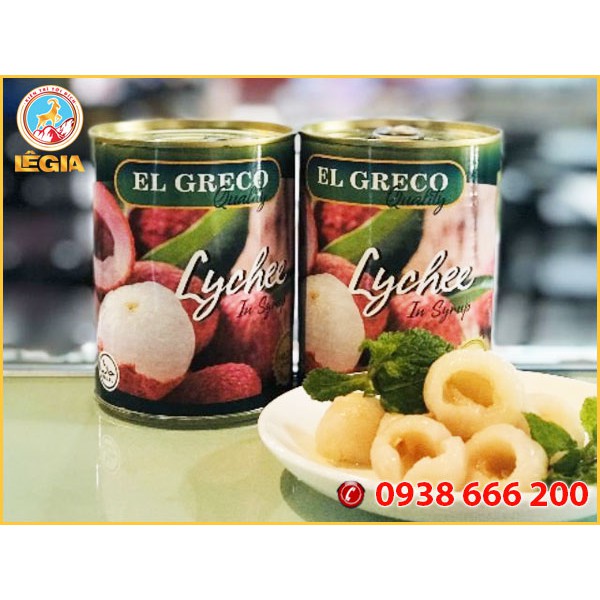 Vải ngâm đóng lon El Greco 565G