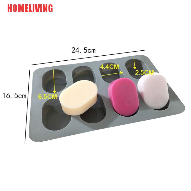 Khuôn Silicone Tạo Hình Làm Xà Phòng Hình Oval 8 Lỗ