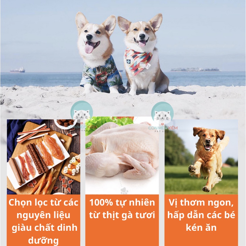 Que gặm cho chó cuộn thịt gà The pet hộp 500g, snack cún sạch răng, thơm miệng Con Mèo Xiêm