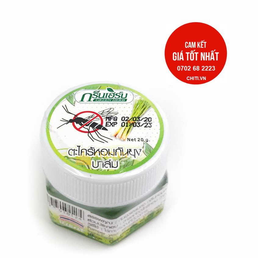 Dầu Cù Là Sả Trị Muỗi Đốt Green Herb Citronella Essence Balm 20gr Thái Lan an toàn cho cả trẻ em