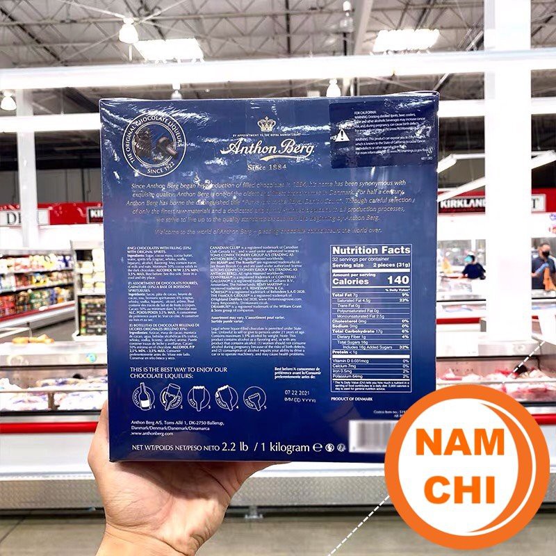 SOCOLA NHÂN RƯỢU ANTHON BERG SINCE 1884 HỘP 64 CHAI 1KG