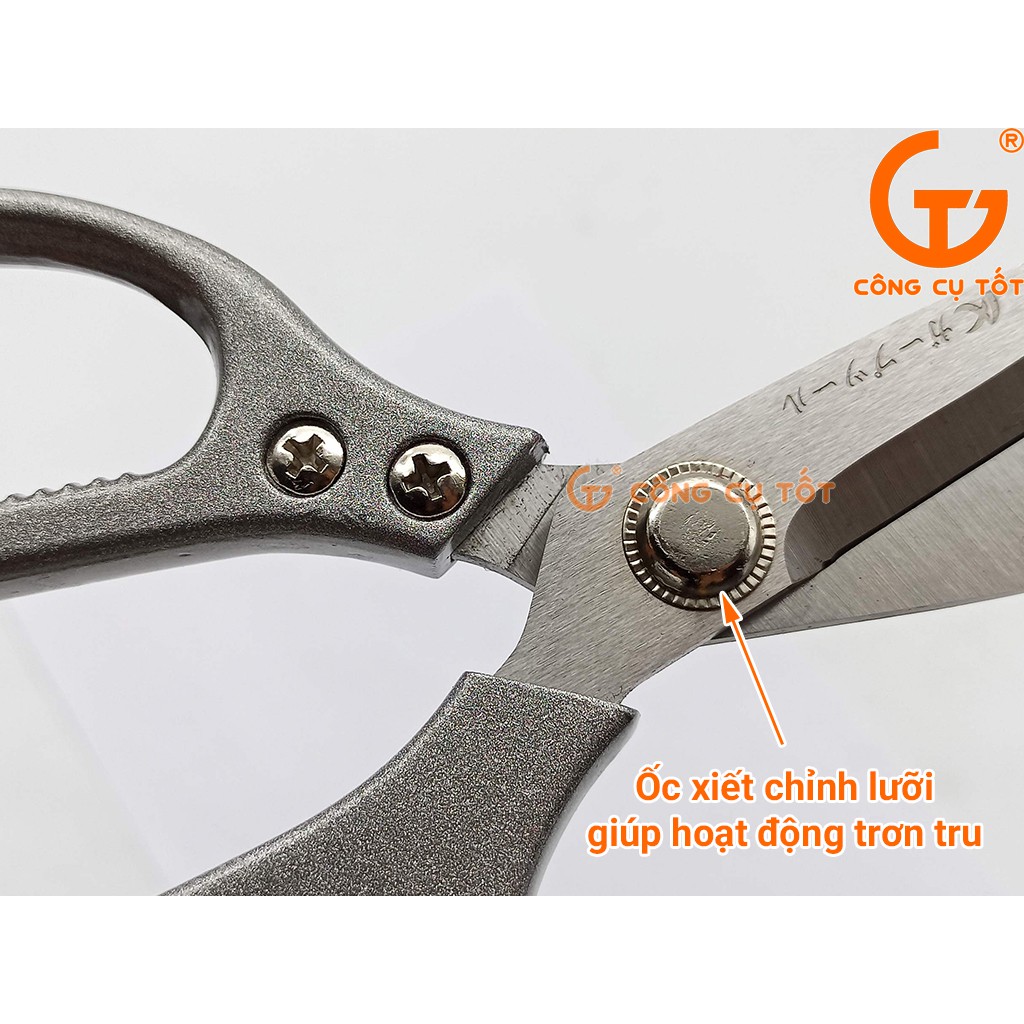 Kéo nhà bếp cán bạc Kapusi 215mm Nhật Bản K-0860 bằng thép SK5 sắc vĩnh viễn